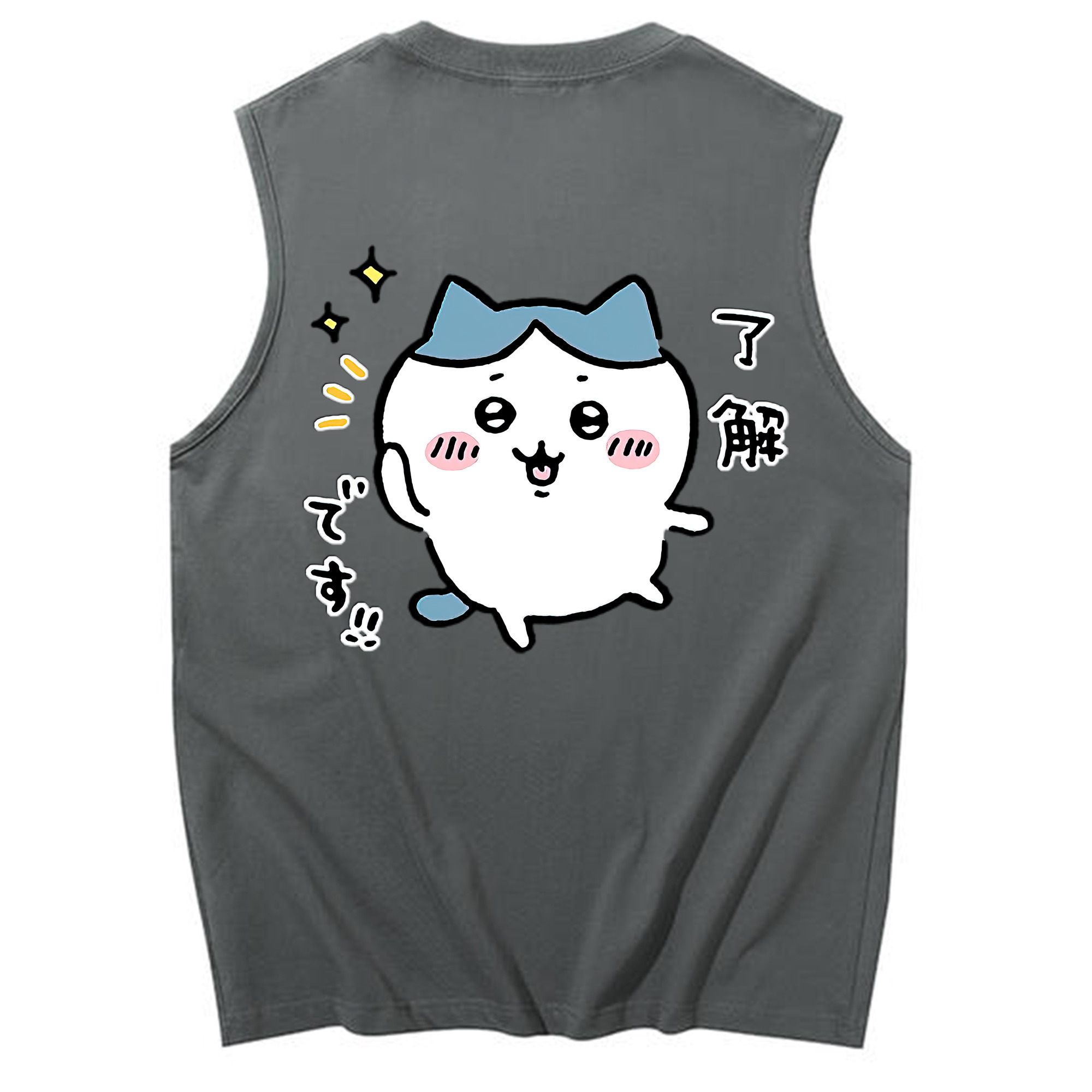 （画像用） ちいかわ ハチワレ Chii-kawa hachiware コットン100％タンクトップ（背面プリント）